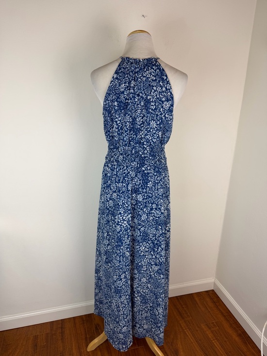 Madewell Smocked Halter Midi Dress Blue Floral Size 2 - Picture 6 of 9